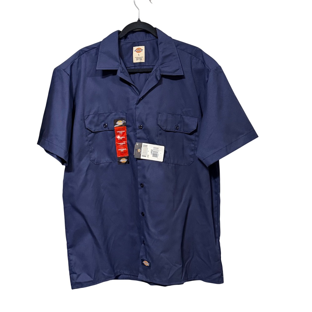 Dickies Mens 1574NV Original Fit Short Sleeve Work Shirt Navy Blue Large NWT